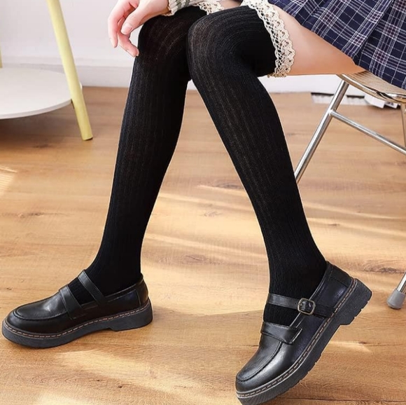 Over The Knee Slouch Lace Trim Beige Boot Socks Sexy Fall Thigh High OTK New - Picture 6 of 6